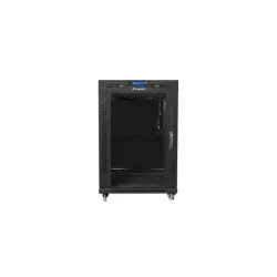Szafa instalacyjna Rack stojąca 19" 15U 600x800 czarna drzwi szklane LCD