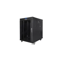Szafa instalacyjna Rack stojąca 19" 15U 600x800 czarna drzwi szklane LCD