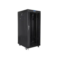 Szafa instalacyjna Rack stojąca 19" 27U 600x800 czarna drzwi szklane LCD
