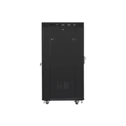 Szafa instalacyjna Rack stojąca 19" 27U 600x800 czarna drzwi szklane LCD