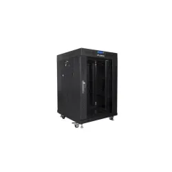 Szafa instalacyjna Rack stojąca 19" 15U 600x600 czarna drzwi szklane LCD