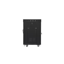 Szafa instalacyjna Rack stojąca 19" 15U 600x600 czarna drzwi szklane LCD