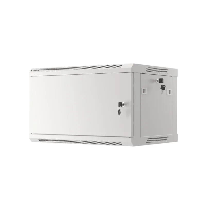 Szafa instalacyjna Rack wisząca 19" 6U 600x450 szara drzwi metalowe Lanberg