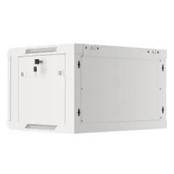 Szafa instalacyjna Rack wisząca 19" 6U 600x450 szara drzwi metalowe Lanberg