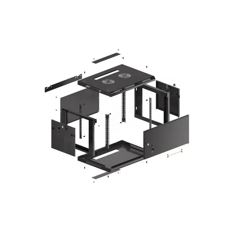 Szafa instalacyjna Rack wisząca 19" 6U 600x450 czarna drzwi metalowe