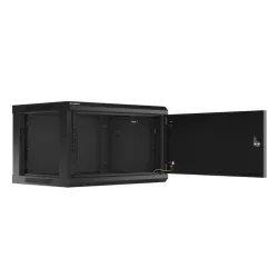 Szafa instalacyjna Rack wisząca 19" 6U 600x450 czarna drzwi metalowe