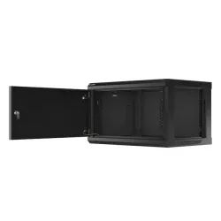 Szafa instalacyjna Rack wisząca 19" 6U 600x450 czarna drzwi metalowe