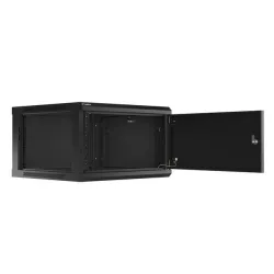 Szafa instalacyjna Rack wisząca 19" 6U 600x600 czarna drzwi metalowe