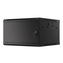 Szafa instalacyjna Rack wisząca 19" 6U 600x600 czarna drzwi metalowe