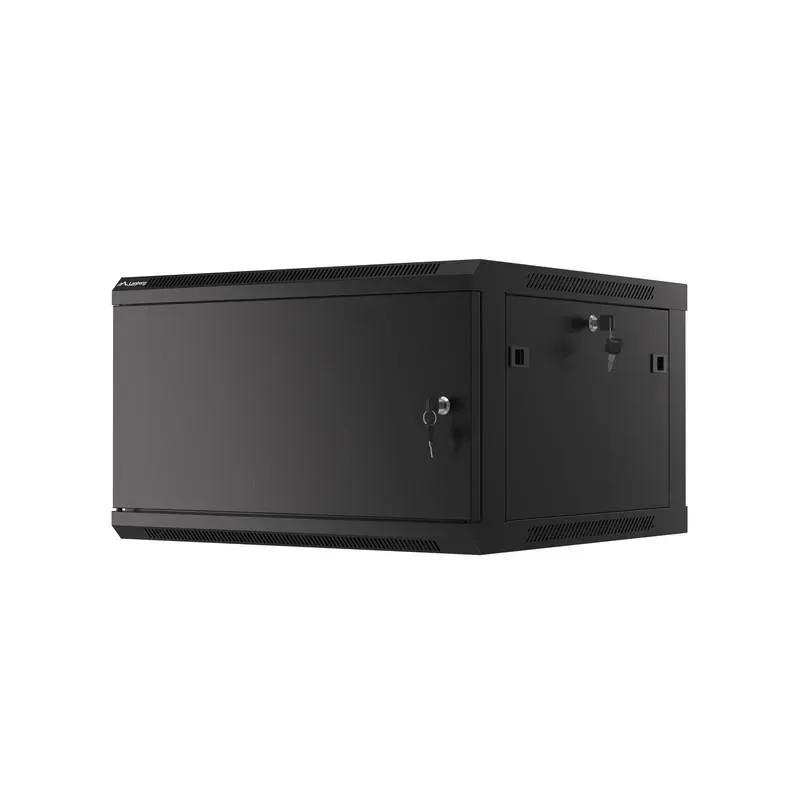 Szafa instalacyjna Rack wisząca 19" 6U 600x600 czarna drzwi metalowe