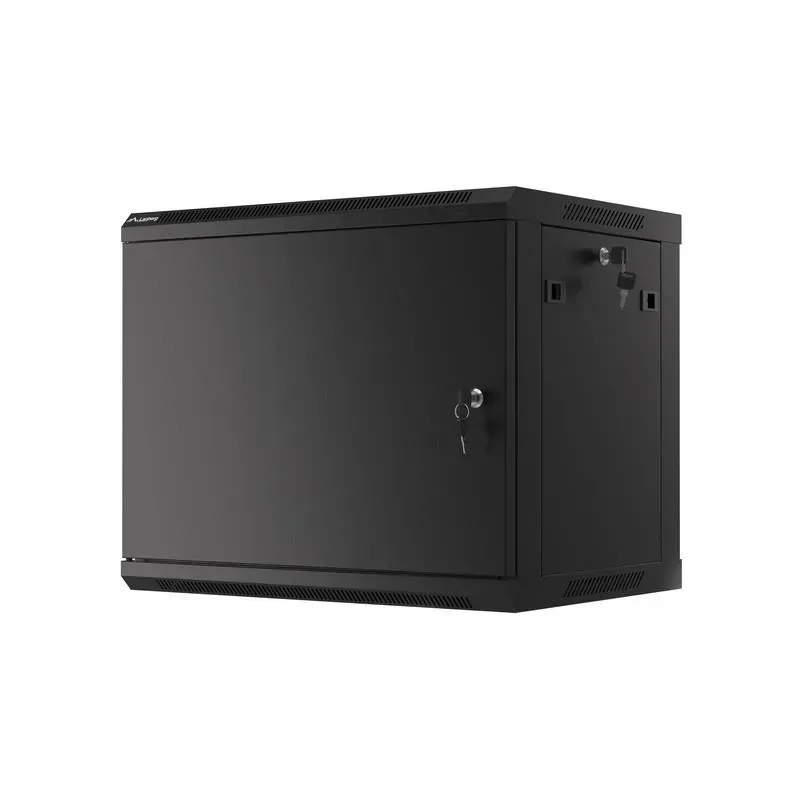 Szafa instalacyjna Rack wisząca 19" 9U 600x450 czarna drzwi metalowe