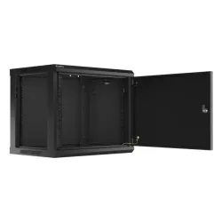 Szafa instalacyjna Rack wisząca 19" 9U 600x450 czarna drzwi metalowe