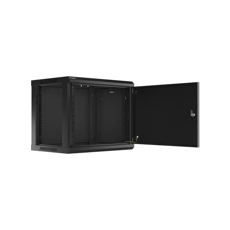 Szafa instalacyjna Rack wisząca 19" 9U 600x450 czarna drzwi metalowe