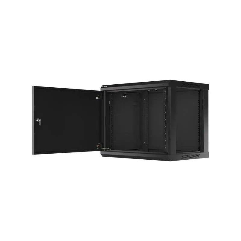 Szafa instalacyjna Rack wisząca 19" 9U 600x450 czarna drzwi metalowe