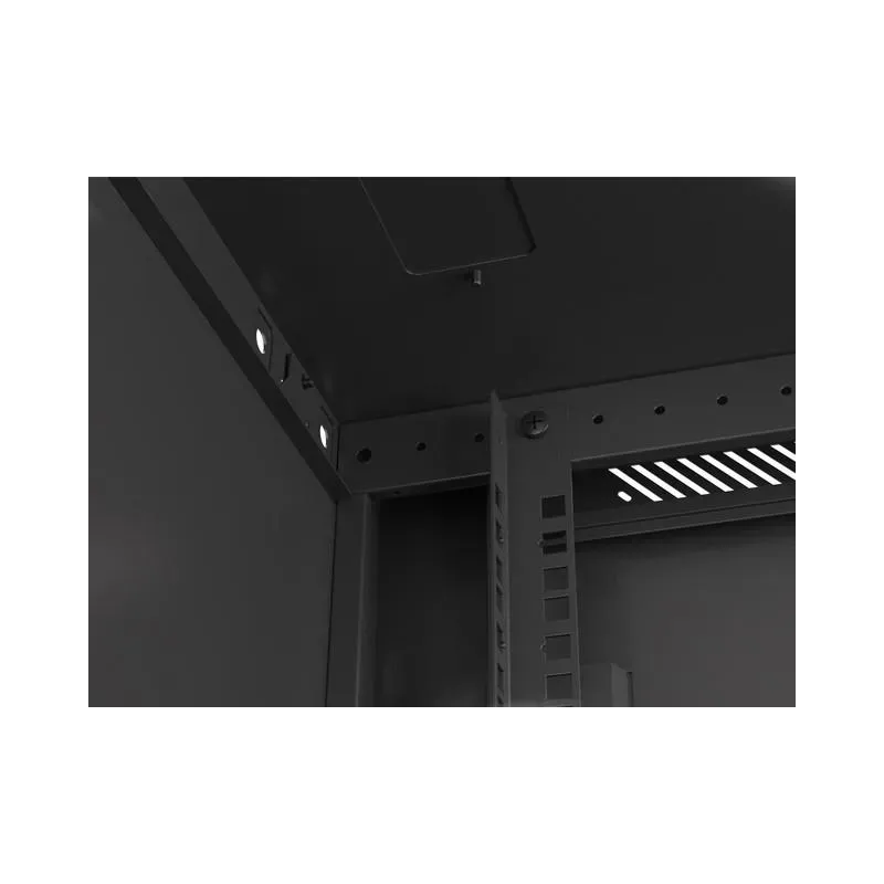 Szafa instalacyjna Rack wisząca 19" 9U 600x450 czarna drzwi metalowe