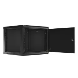 Szafa instalacyjna Rack wisząca 19" 9U 600x600 czarna drzwi metalowe