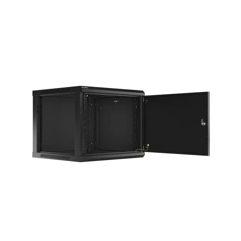 Szafa instalacyjna Rack wisząca 19" 9U 600x600 czarna drzwi metalowe