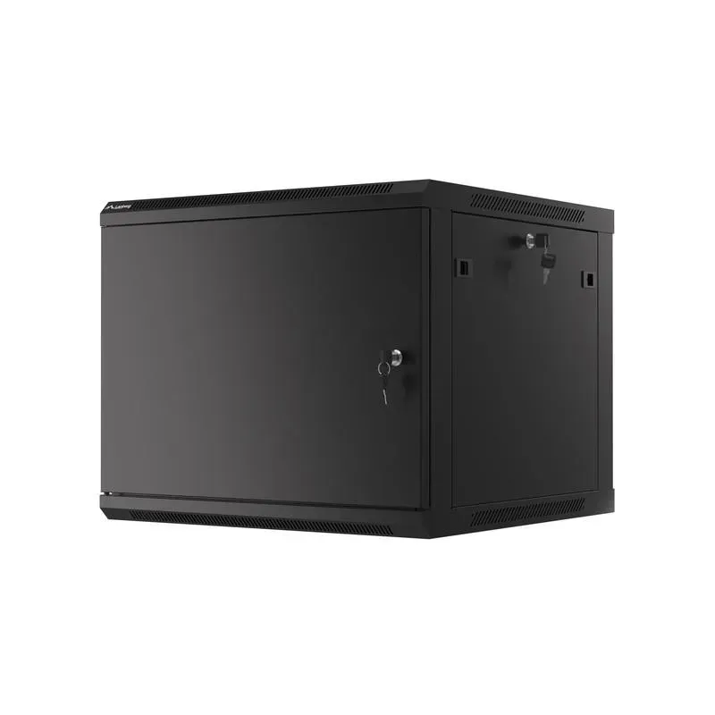 Szafa instalacyjna Rack wisząca 19" 9U 600x600 czarna drzwi metalowe