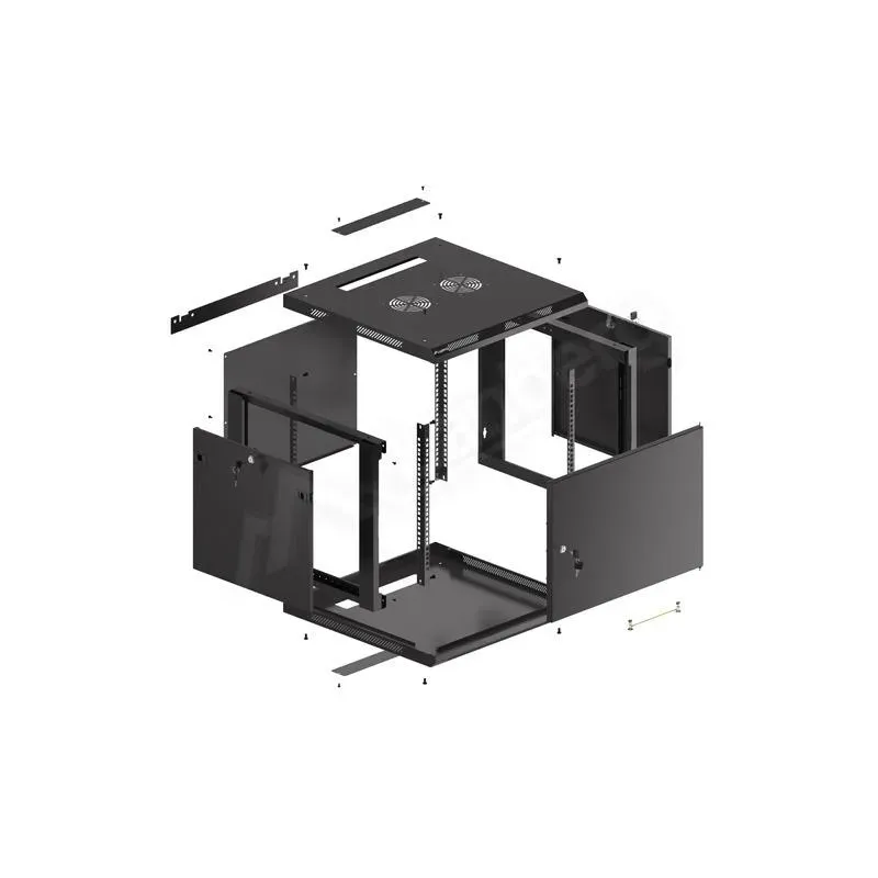 Szafa instalacyjna Rack wisząca 19" 9U 600x600 czarna drzwi metalowe
