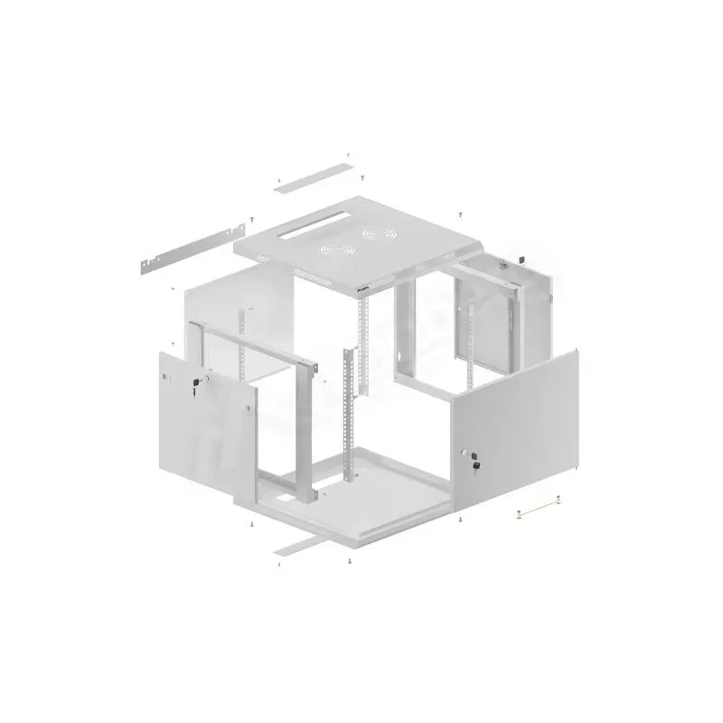 Szafa instalacyjna Rack wisząca 19" 9U 600x600 szara drzwi metalowe Lanberg