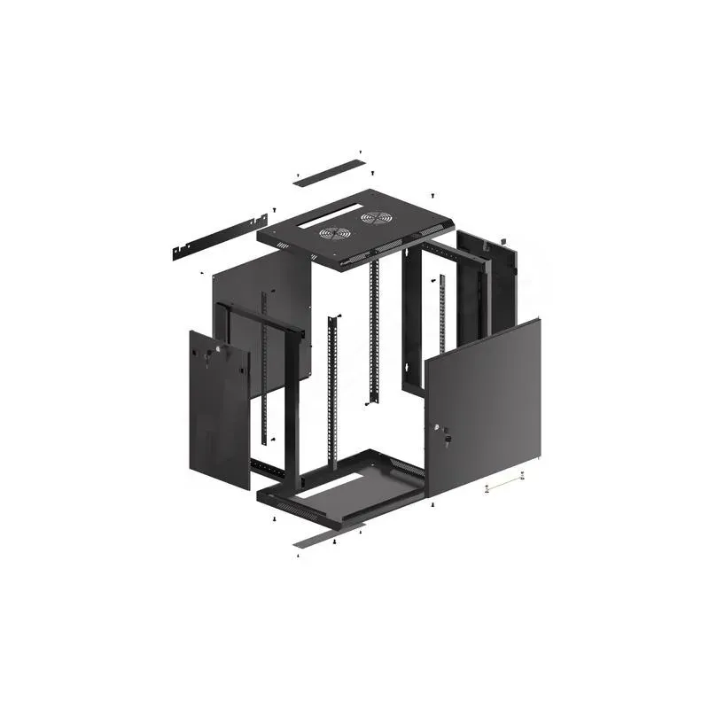 Szafa instalacyjna Rack wisząca 19" 12U 600x450 czarna drzwi metalowe