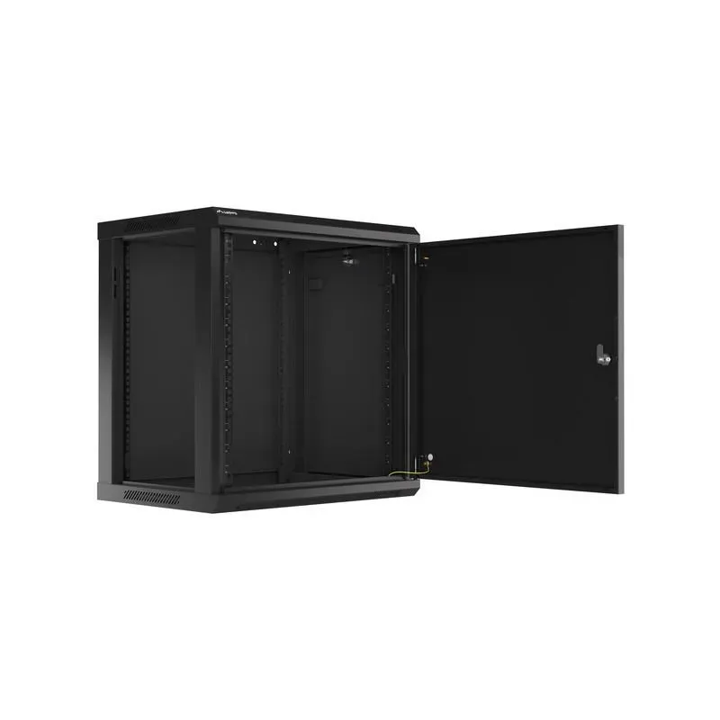 Szafa instalacyjna Rack wisząca 19" 12U 600x450 czarna drzwi metalowe