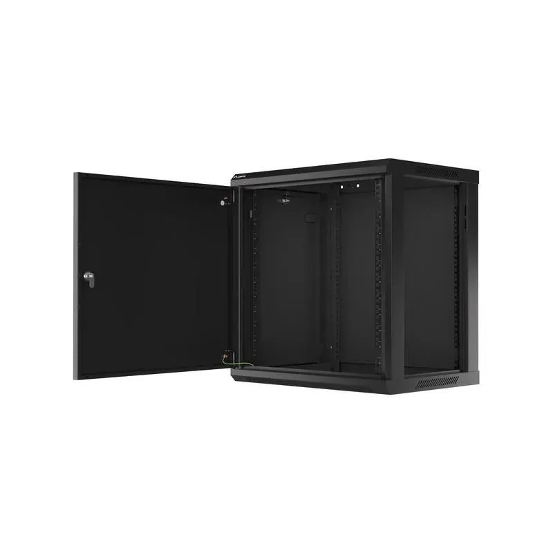 Szafa instalacyjna Rack wisząca 19" 12U 600x450 czarna drzwi metalowe