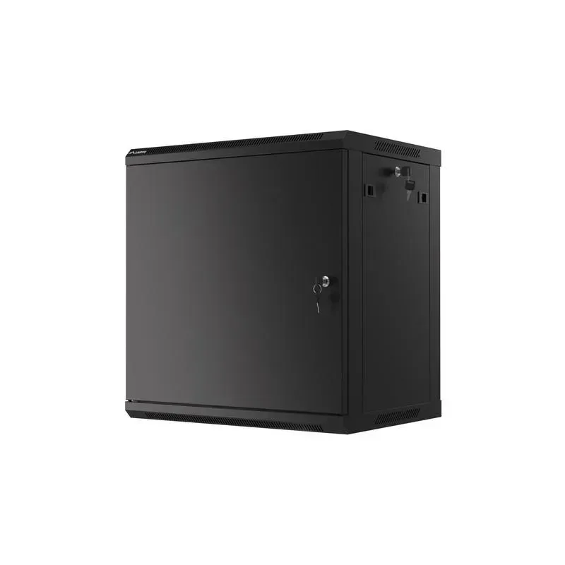Szafa instalacyjna Rack wisząca 19" 12U 600x450 czarna drzwi metalowe