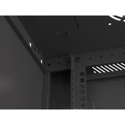 Szafa instalacyjna Rack wisząca 19" 12U 600x450 czarna drzwi metalowe