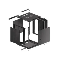 Szafa instalacyjna Rack wisząca 19" 12U 600x600 czarna drzwi metalowe