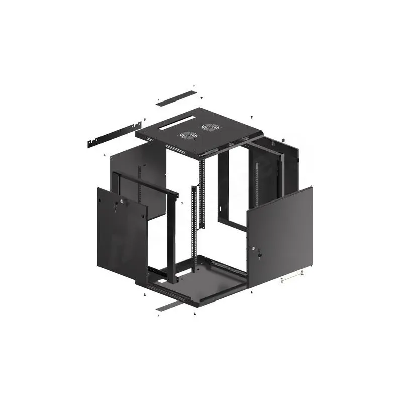 Szafa instalacyjna Rack wisząca 19" 12U 600x600 czarna drzwi metalowe