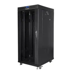 Szafa instalacyjna Rack stojąca 19" 22U 800x800 Drzwi Szklane czarna