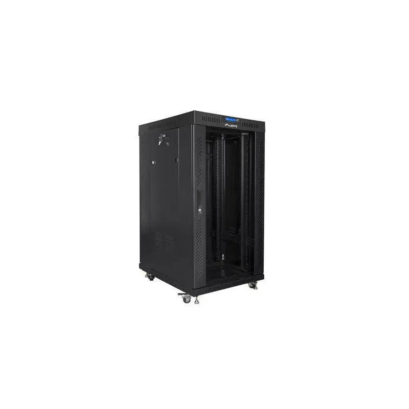 Szafa instalacyjna Rack stojąca 19" 22U 800x800 Drzwi Szklane czarna