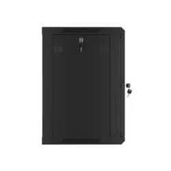 Szafa instalacyjna Rack wisząca 19" 12U 600x450 czarna drzwi perforowane