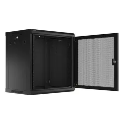 Szafa instalacyjna Rack wisząca 19" 12U 600x450 czarna drzwi perforowane