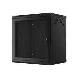 Szafa instalacyjna Rack wisząca 19" 12U 600x450 czarna drzwi perforowane