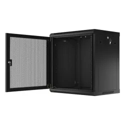 Szafa instalacyjna Rack wisząca 19" 12U 600x450 czarna drzwi perforowane