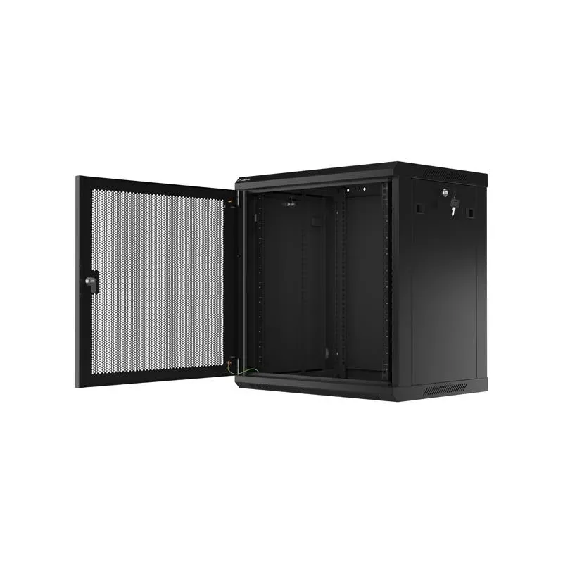 Szafa instalacyjna Rack wisząca 19" 12U 600x450 czarna drzwi perforowane