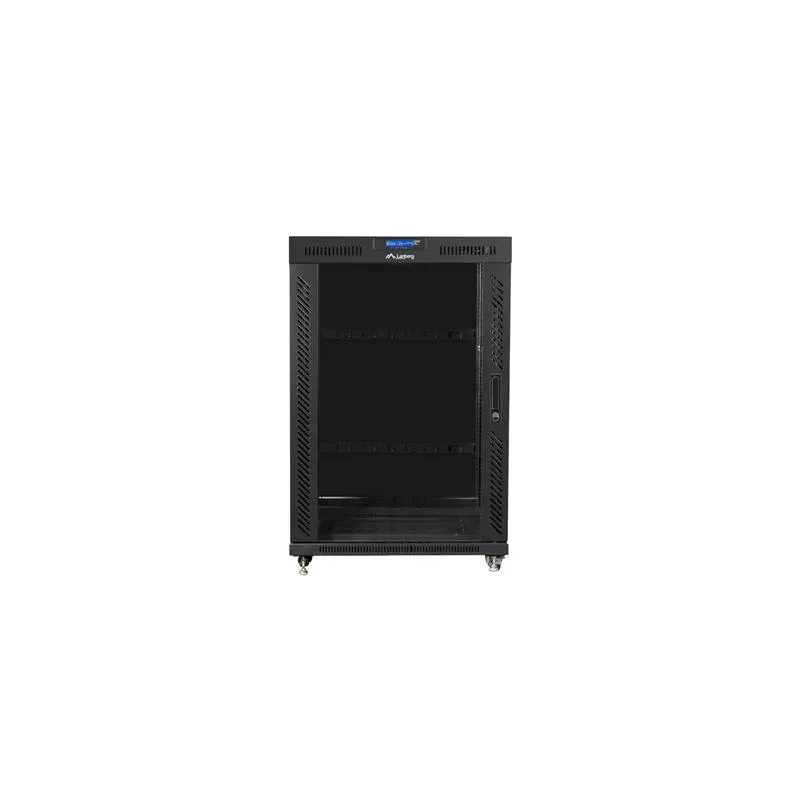 Szafa instalacyjna Rack stojąca 19" 22U 800x1000 czarna drzwi szklane LCD