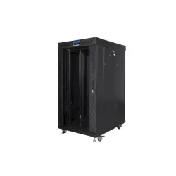 Szafa instalacyjna Rack stojąca 19" 22U 600x800 czarna drzwi szklane
