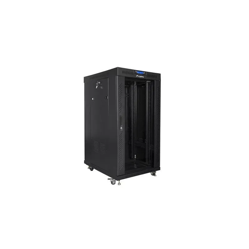 Szafa instalacyjna Rack stojąca 19" 22U 600x800 czarna drzwi szklane