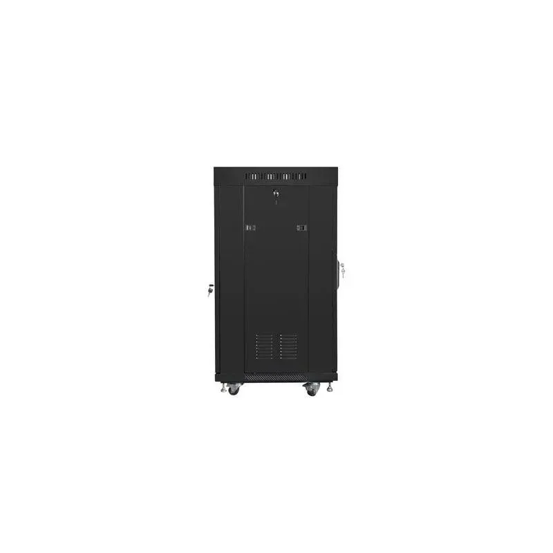 Szafa instalacyjna Rack stojąca 19" 22U 600x600 czarna drzwi szklane LCD