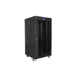 Szafa instalacyjna Rack stojąca 19" 22U 600x600 czarna drzwi szklane LCD