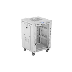 Szafa instalacyjna Rack stojąca 19" 15U 600x600 szara drzwi szklane LCD