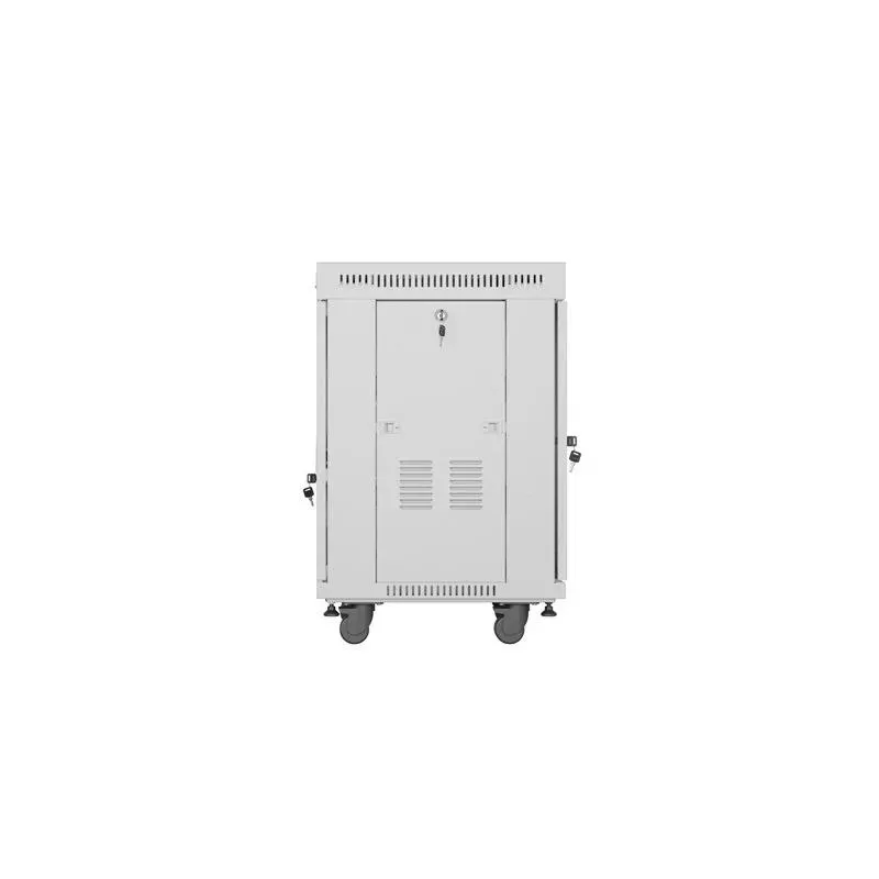 Szafa instalacyjna Rack stojąca 19" 15U 600x600 szara drzwi szklane LCD