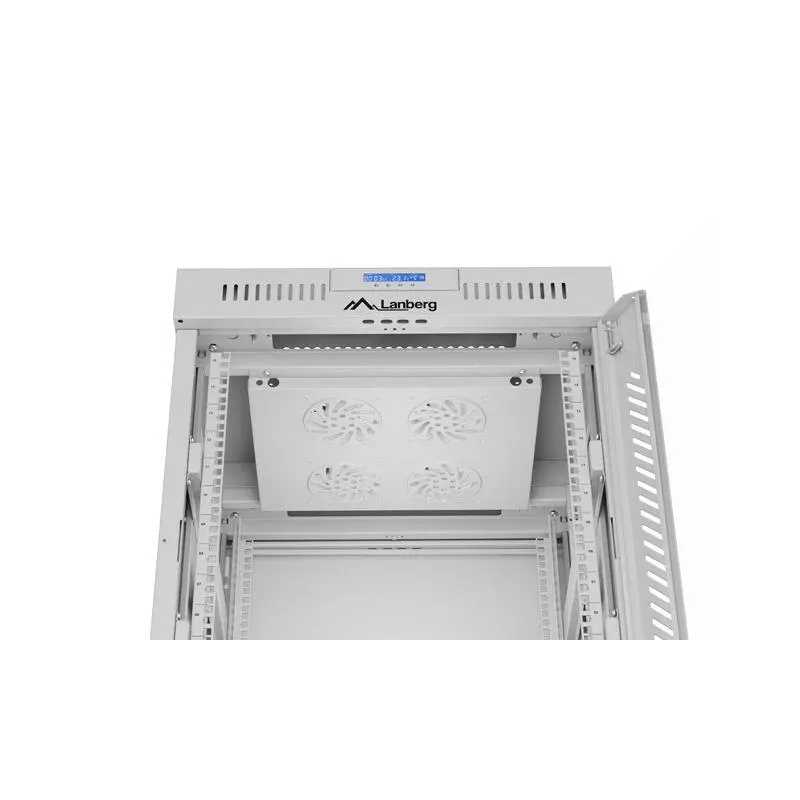 Szafa instalacyjna Rack stojąca 19" 15U 600x600 szara drzwi szklane LCD