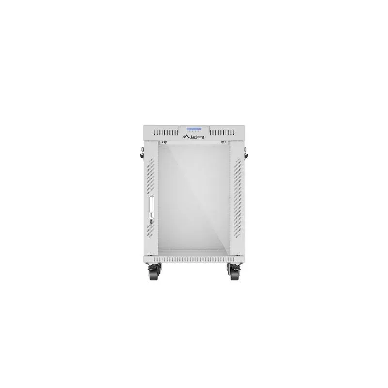 Szafa instalacyjna Rack stojąca 19" 15U 600x600 szara drzwi szklane LCD