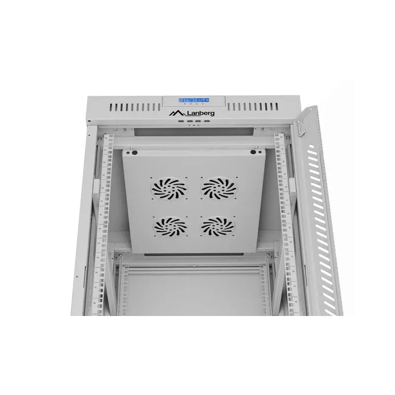 Szafa instalacyjna Rack stojąca 19" 22U 600x800 szara drzwi szklane Lanberg