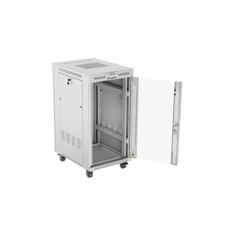 Szafa instalacyjna Rack stojąca 19" 22U 600x800 szara drzwi szklane Lanberg