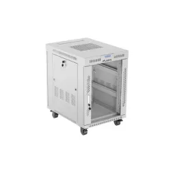 Szafa instalacyjna Rack stojąca 19" 15U 600x800 szara drzwi szklane LCD